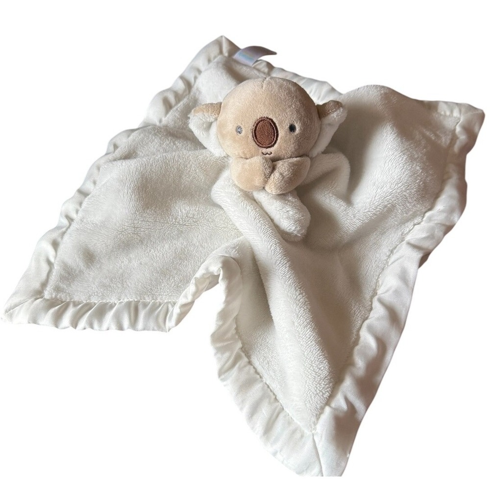 Carter's baby lovey off white brown bear 13 x 13 fleece satin trim & back - Picture 2 of 8